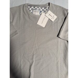 Denim & Flower Textured Knit T-Shirt Mens Crew Neck Short Sleeve Casual